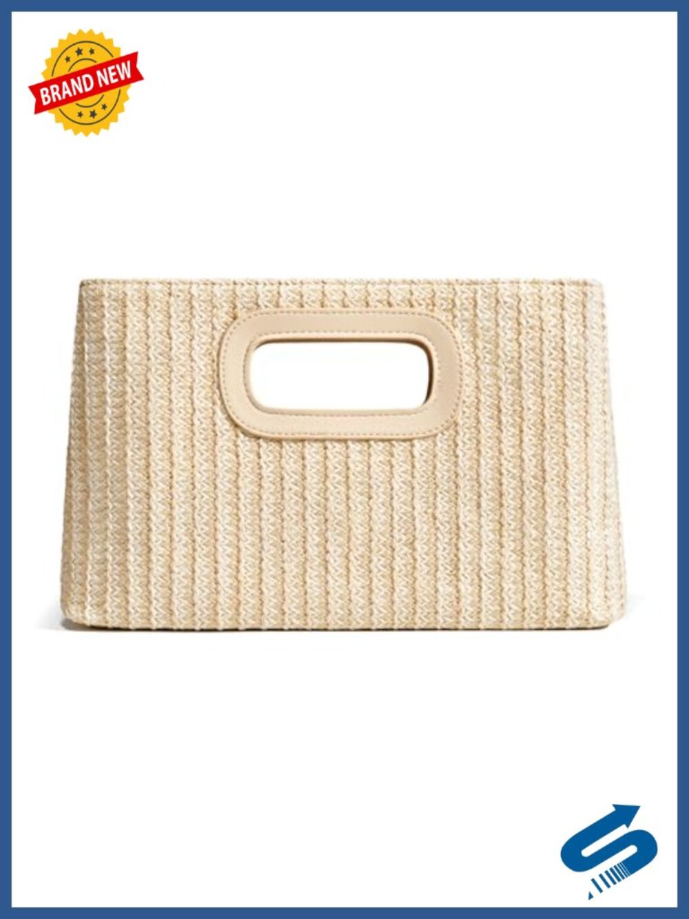 Straw Woven Clutch Top Handle Beach Summer Handbag Boho Chic